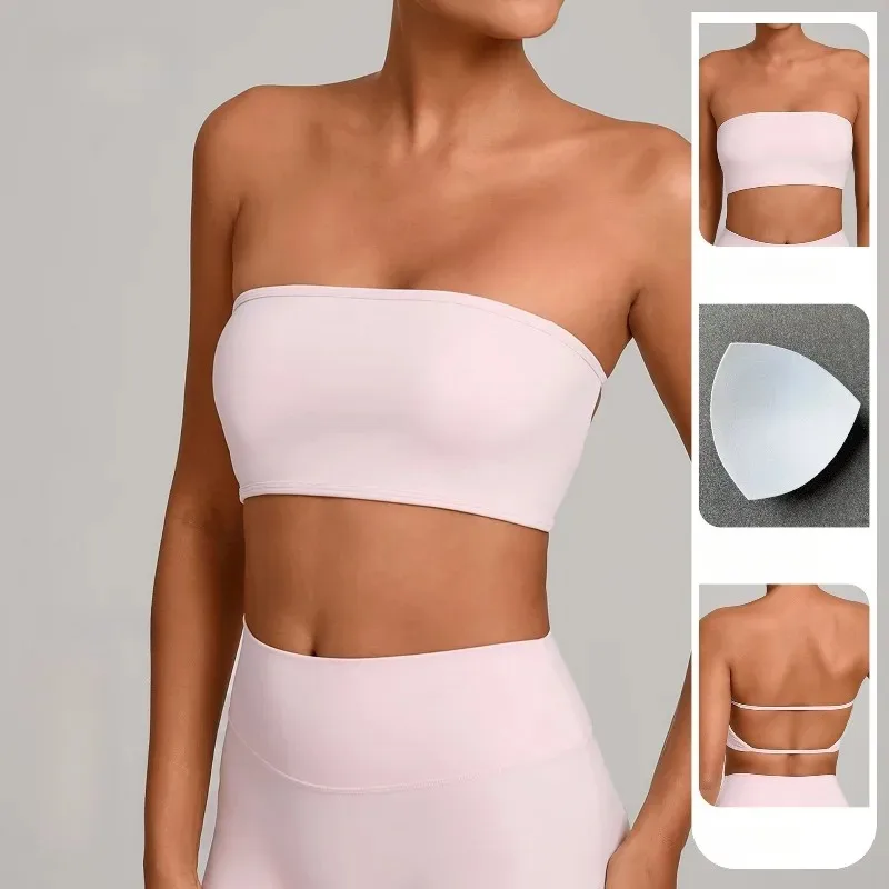 حمالة صدر لليوجا عارية للسيدات ضيقة ومضادة للوهج ملفوفة حول الصدر مع قمصان لياقة بدنية ملابس رياضية للجري في الهواء الطلق #3