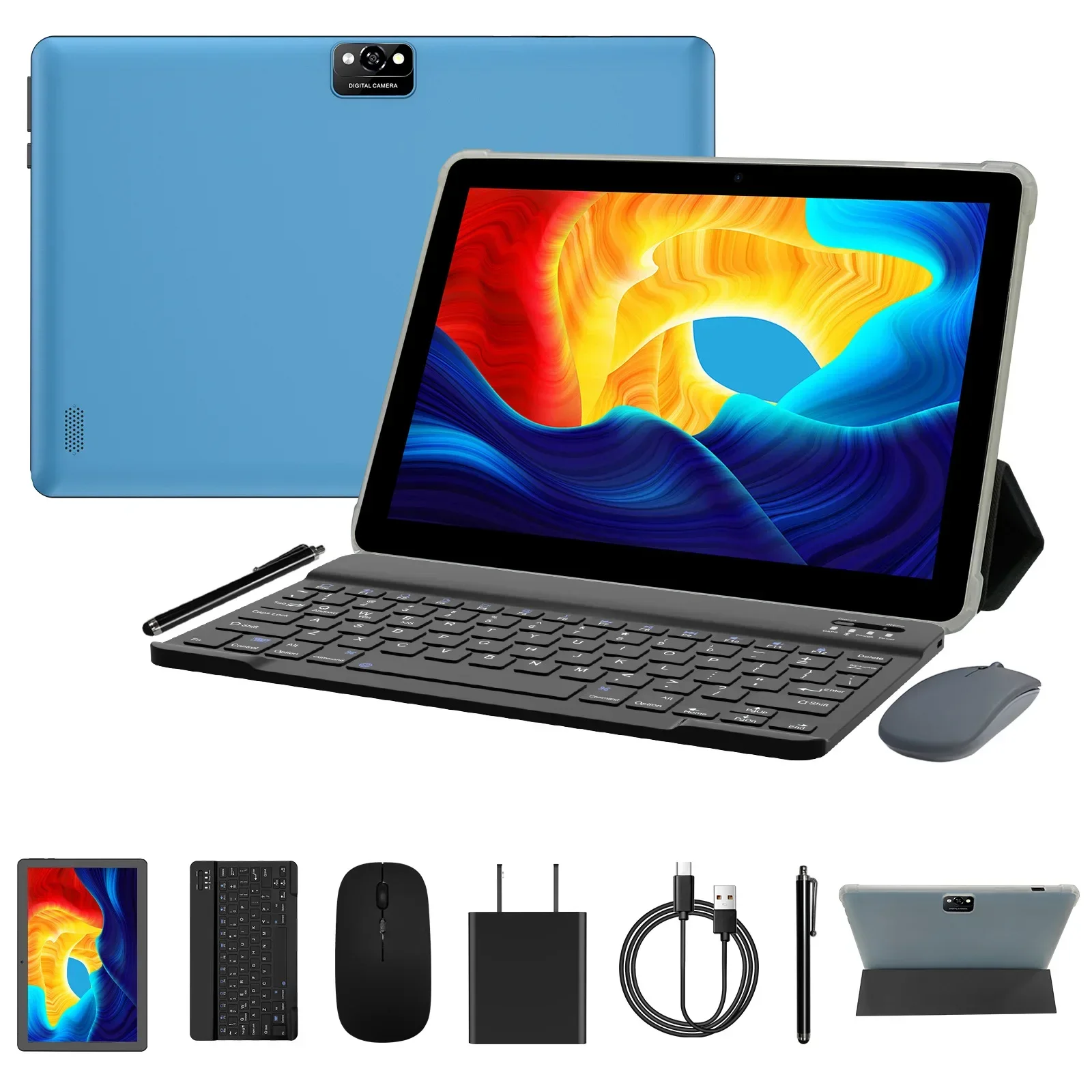 Nieuwe tablet-pc 10 inch Android 1280 * 800 resolutie touchscreen 7 GB (3 + 4 uitbreiding) RAM + 64 GB ROM 5G WiFi GPS met toetsenbord, muis