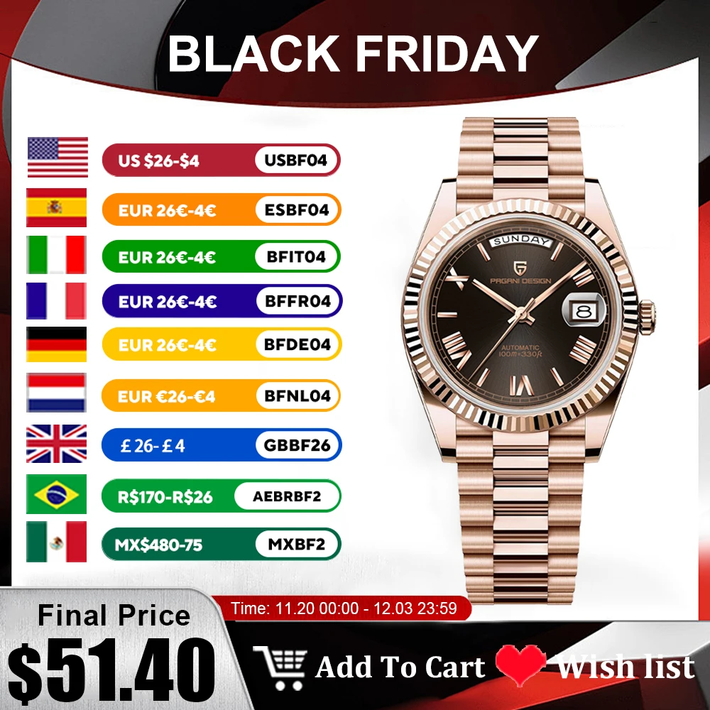 2025 New PAGANI DESIGN DD36 Mens Mechanical Watches Gold Luxury Automatic Watch For Men AR Sapphire Mirror Waterproof Gift Clock