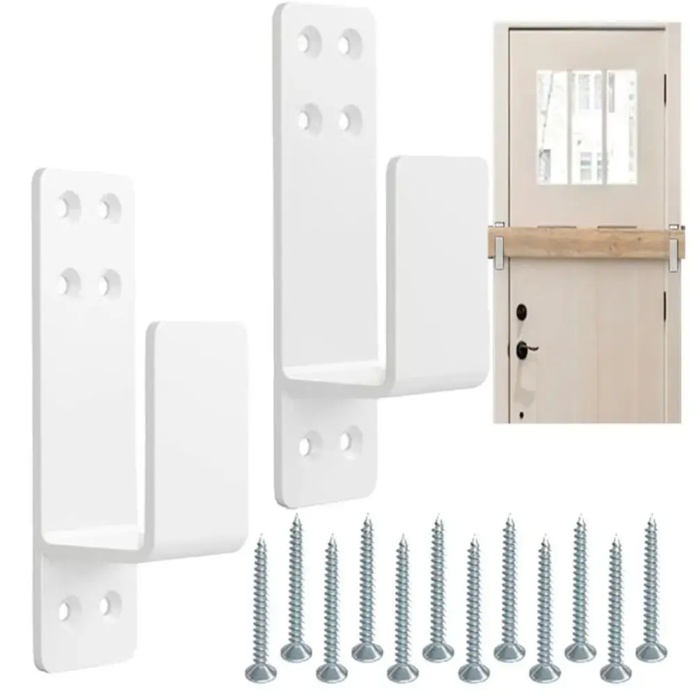 

Heavy Duty Door Barricade Brackets Upgraded Black Door Bar Holder Brackets Carbon Steel U-Shaped Drop Open Bar Holder