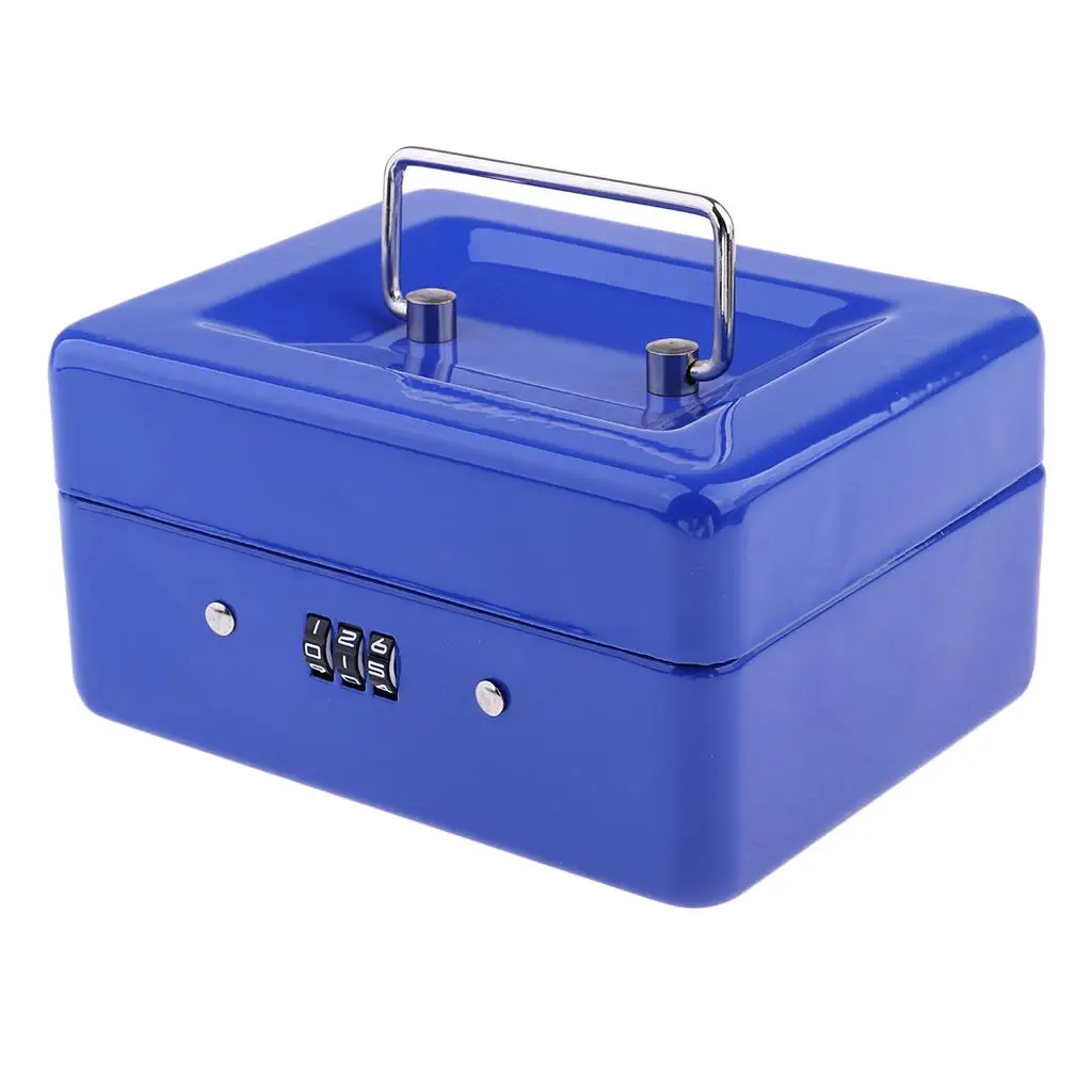 Money Box Metal Lock Boxes Portable 15x12x8 Case Accessories