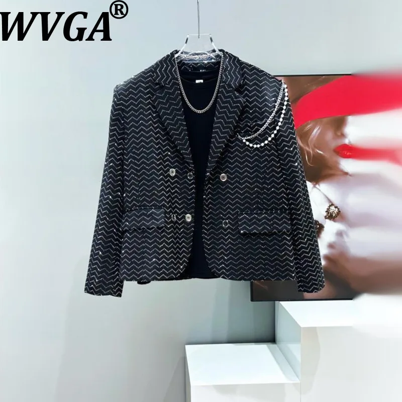

WVGA Spring Autumn New Men Tide Diamond Trendy Turn-Down Collar Blazer Niche Casual Straight Suit Pants Two-Piece Set Ins W15642