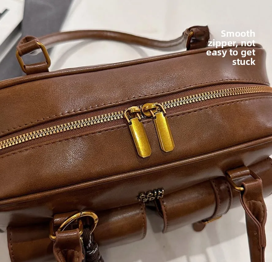 Kaffeebraune Damen-Handtasche mit mehreren Taschen, Umhängetasche, stilvolle, vielseitige Umhängetasche mit Buchstaben für Reisen, Arbeit, Einkaufen, Termine – Detail 24
