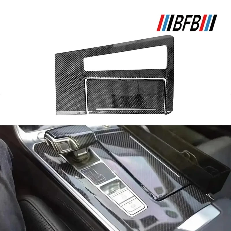 아우디 A6L A7 A7L 리얼 드라이 카본 파이버 2019-2023 인테리어 교체 중앙 제어 기어 패널 개조 액세서리
