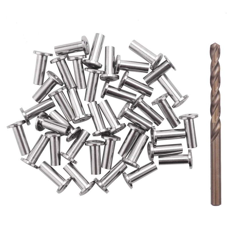 

40 Pack T316 Stainless Steel Protector Sleeves For 1/8 Inch Wire Rope Cable Railing DIY Balustrade With 1Pc Drill Bit