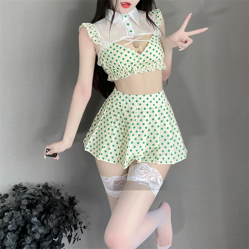 Cosplay Student Costumes Outfit Backless Hollow Out Sexy Cute Top Miniskirt Naughty Schoolgirl Erotic Lingerie RolePlay 3 Colors