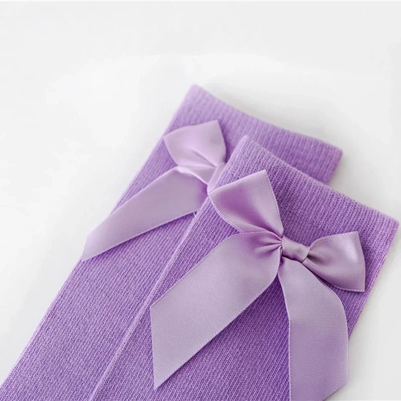 Beinwärmer für 2 bis 8 Jahre, lange Baumwollsocken, süßes süßes Mädchen, Spitzenschleifen, Prinzessin für Kleinkinder, Frühling und Winter