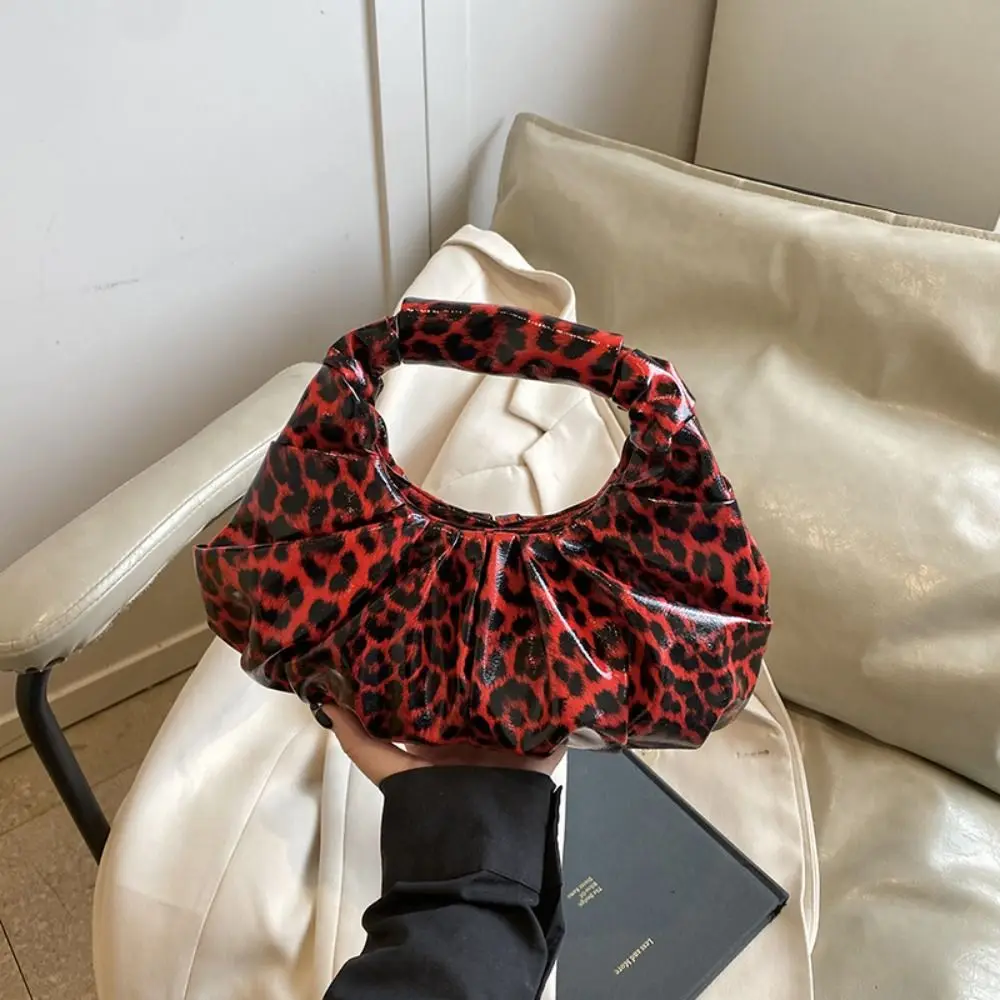 

Fashion Pu Leopard Print Handbag Black Purse Underarm Bag Cloud Bag Fashionable Pu Leather Handbag Make Up Bag