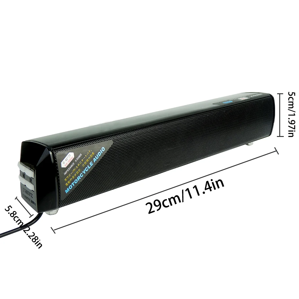 Motorcycle Handlebar Bluetooth Speaker with USB Charging & FM Radio Waterproof Long Audio Bar for Scooter/E-Bike view 2