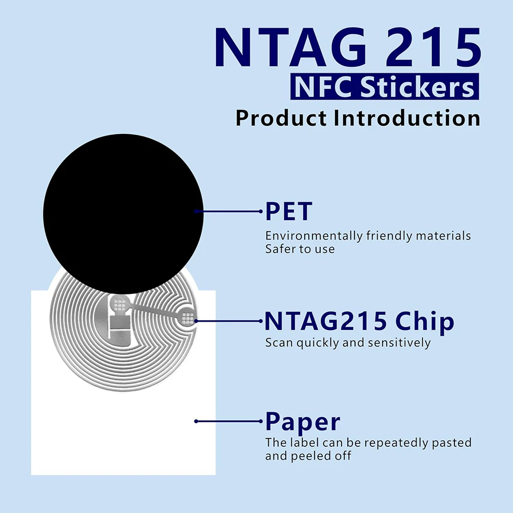 NFCタグ NTAG215 ステッカー NFCチップ ブラック プログラム可能なNFCタグ すべてのNFC対応スマートフォンとデバイスに対応