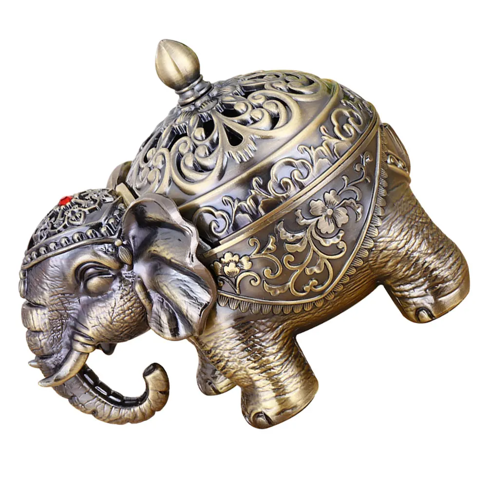 

Elephant Shape Incense Burner Aromatherapy Furnace Zinc Alloy Compact Size Desk Decor Bedroom Office Metal Censer Home Ornament