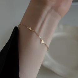 Minimalist Stylish Tiny Hearts Cute Stacked Bracelet Stainless Steel Gold Plated Chain Ladies Women Student Fashion Jewelry Gift