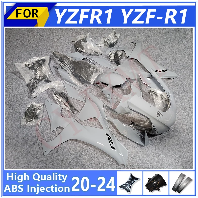 ABS حقن دراجة نارية الهدايا المجمعة لياماها YZF R1 YZF-R1 2020-2024 كامل البلاستيك Fairings YZFR1 20-24 الأبيض هيكل السيارة الإسكان