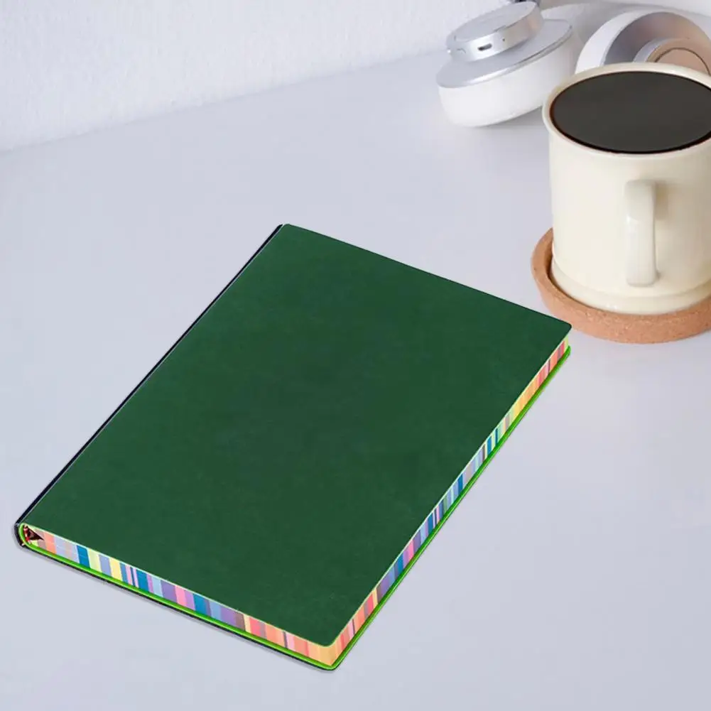 Espessado Rainbow Color Edge Faux Leather Journal, Professor A5 Notebook, Encadernação Forte, Escrita Suave, Office Business
