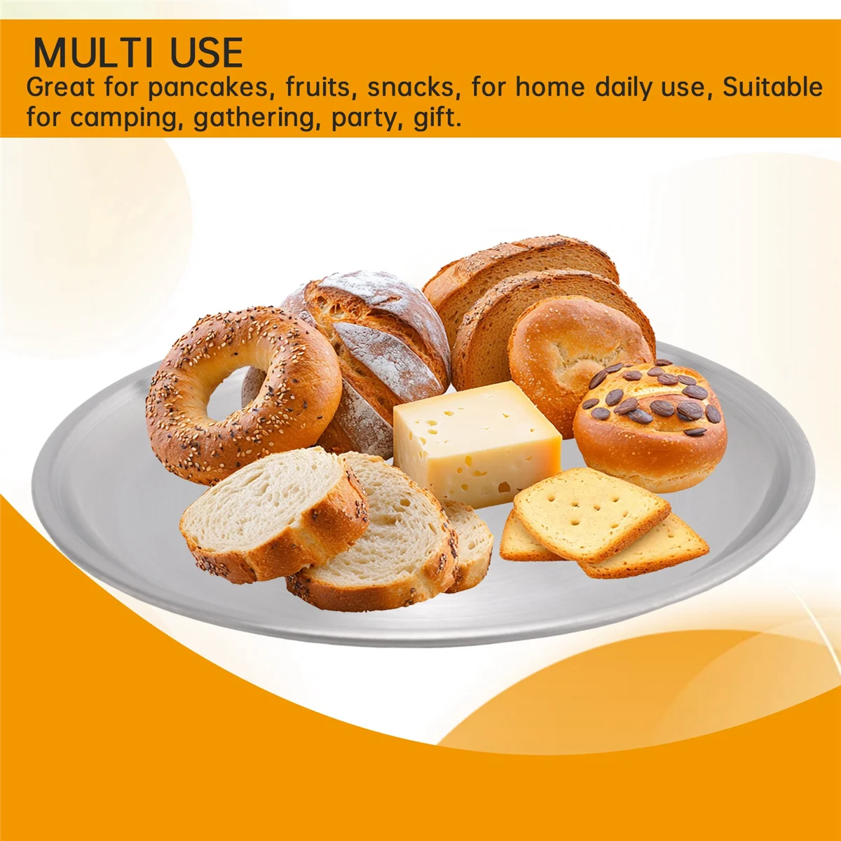 MHWY 14cm Stainless Steel Bone Spitting Dish Silver Shallow Tray Metal Dining Disc Round Plate Dessert Tableware