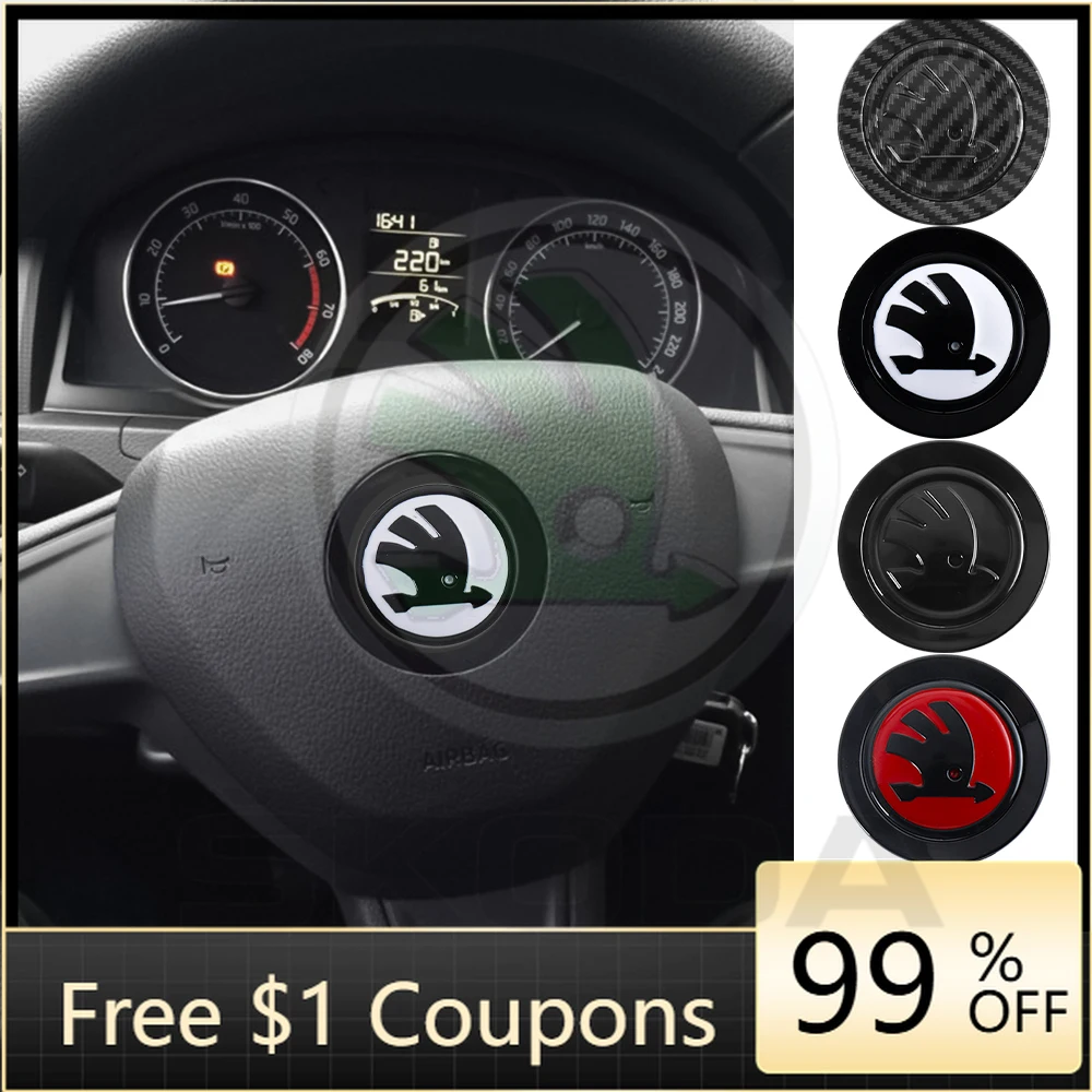 

Наклейки на автомобиль 2026: Горячая новинка! 3D-наклейка-эмблема из ABS-пластика 63 мм для руля Skoda Rapid, Scala, Kodiaq, Fabia, Kamiq, Ka