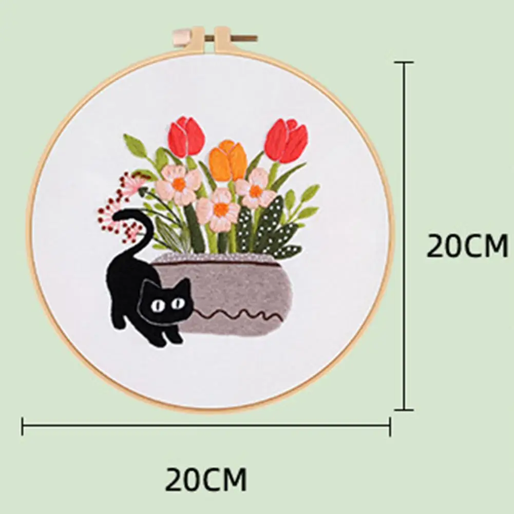 Embroidery Starter Kit Cute Cat Design DIY Cross Stitch Kits With Embroidery Hoops Perfect For Cat Lovers