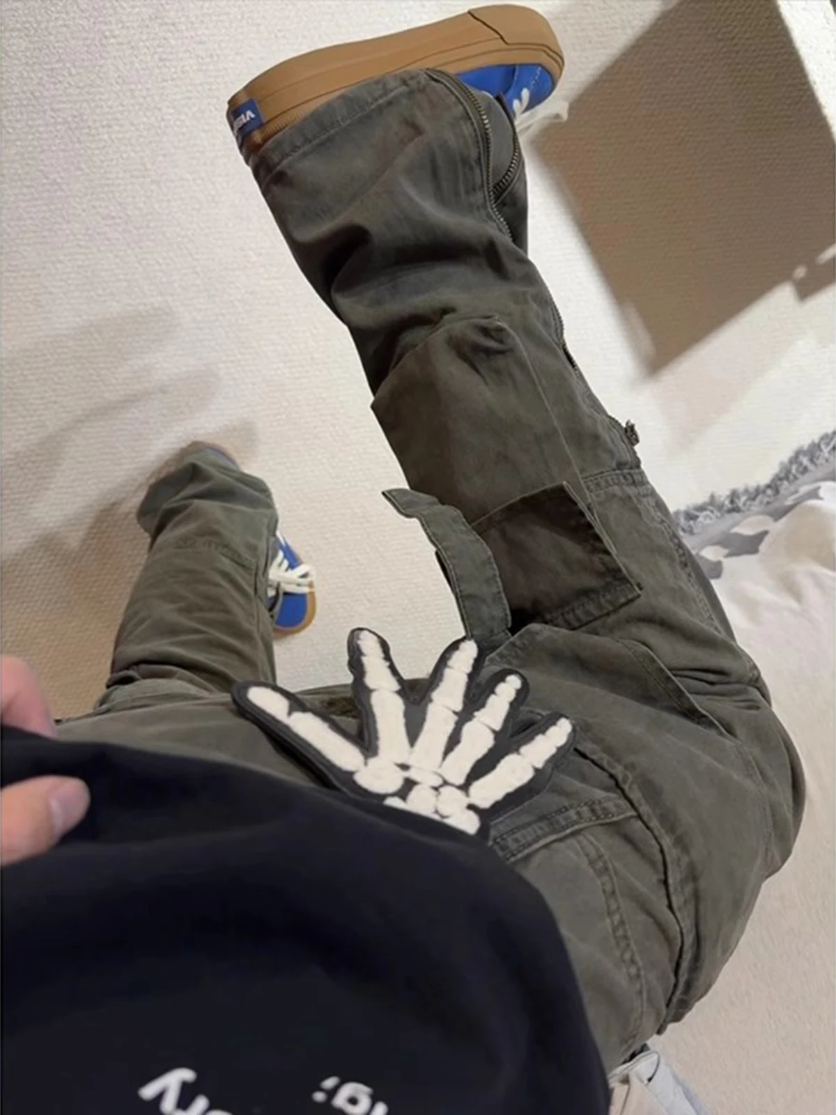 

Slimming Green Military Work Trousers for Men with Multiple Pockets Straight Leg Long Pants Autumn Winter American High Stree...