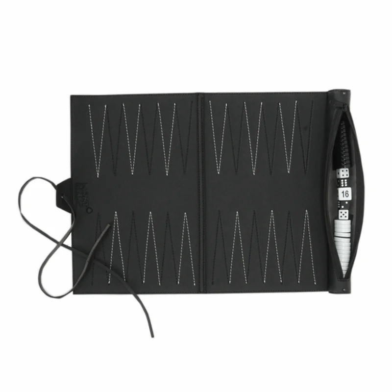 CYGJ-Roll Up Backgammon Sets Portable Travel Board Game Set For Adults And Kids Foldable PU Classic Chess Board Roll-Up Easy To