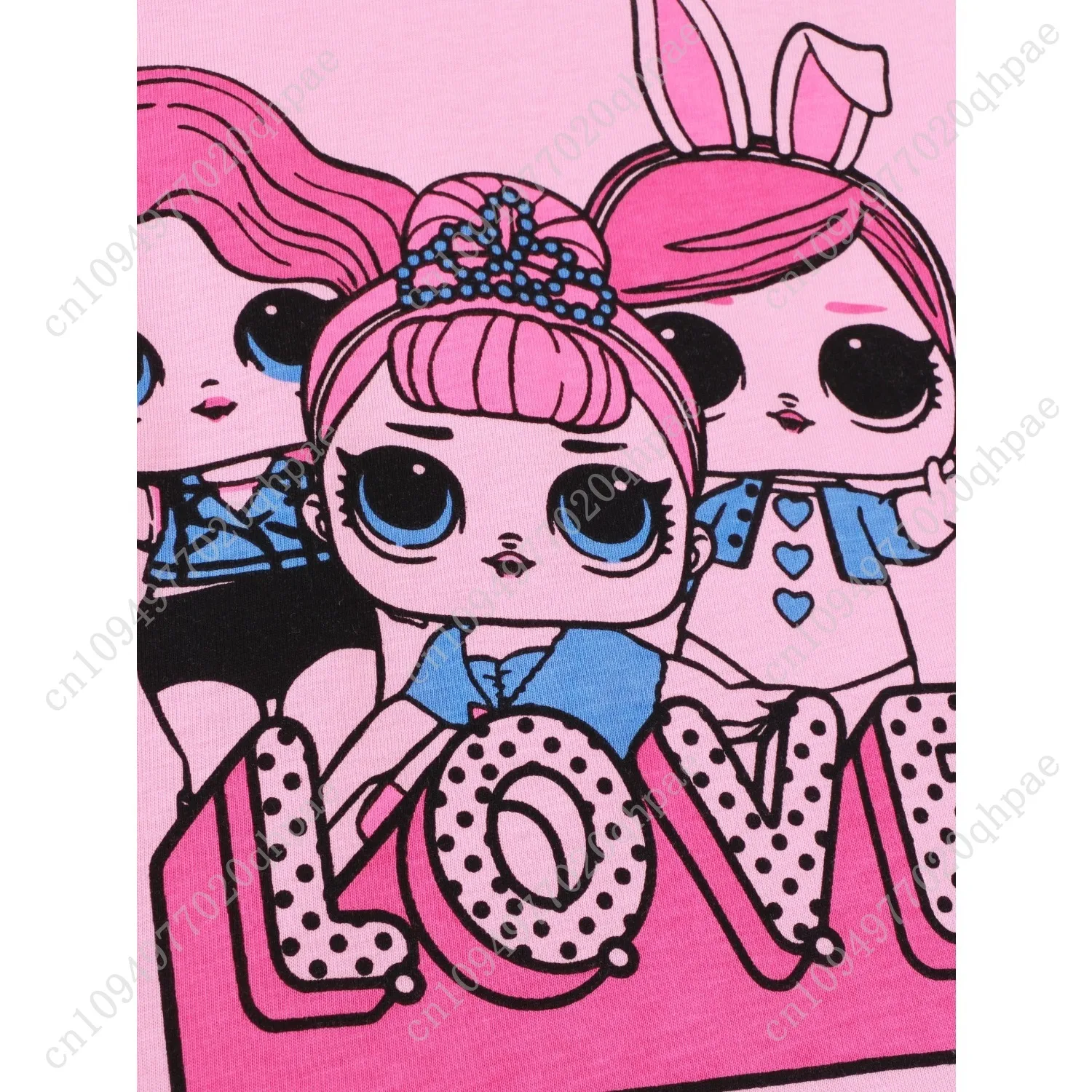 Set pigiama in cotone da 2 pezzi per bambina, modello per ragazze dei cartoni animati, girocollo, top a maniche lunghe e pantaloni con stampa completa, set pigiama casual F