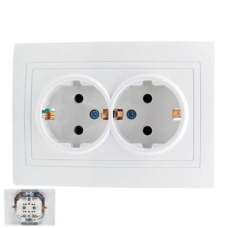 

Wall Socket Round Hole Plug Socket Wall Surface 2 Sockets Plugs EU Standards Wall Plate Multiplug Outlet Electrical Outlet