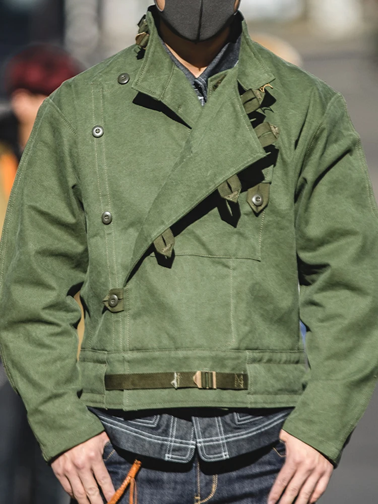 

Maden Vintage American Motorcycle Jaet Men's Ameika Khaki Retro Riding Hunting Coat Cotton Casual Faion Urban Sle