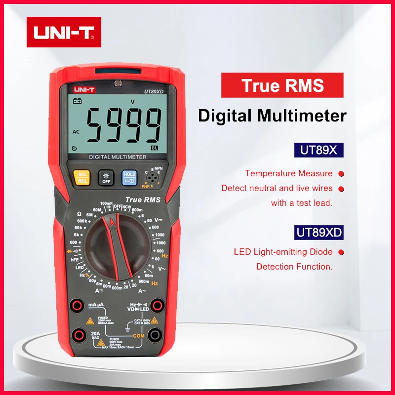 UNI-T UT89X UT89XD المهنية الرقمية المتعدد صحيح RMS NCV 20A الحالي التيار المتناوب تيار مستمر الفولتميتر السعة اختبار المقاومة