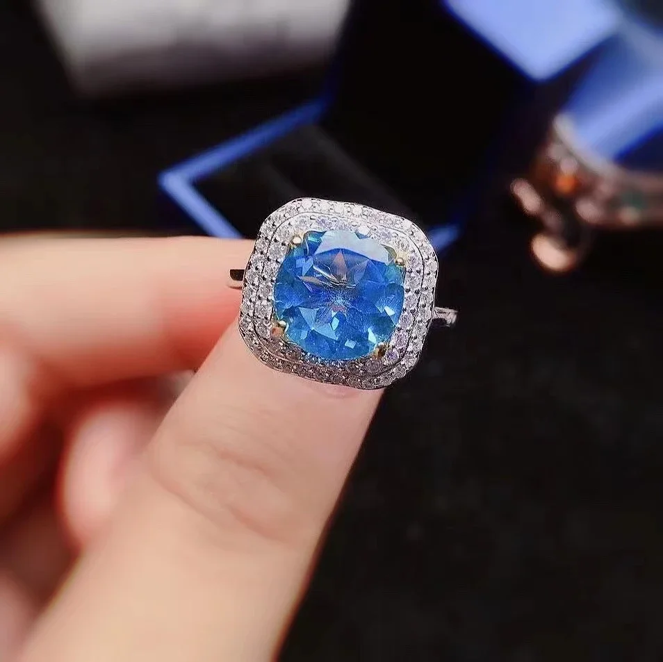 Dazzling Topaz Pendant Topaz Ring Jewelry Set for Wedding 10mm Natural Topaz Jewelry Set Solid 925 Silver Gemstone Jewelry Set