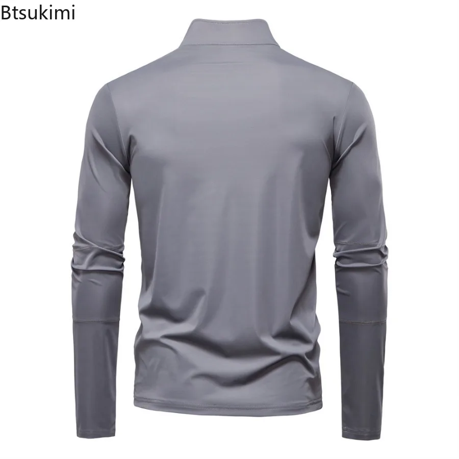 2026 Spring Summer New Men's Sunscreen Clothes Anti-UV UPF100+ T-shirt Long Sleeve Half Zip Top Male Outdoor Fishing Hiking Tops