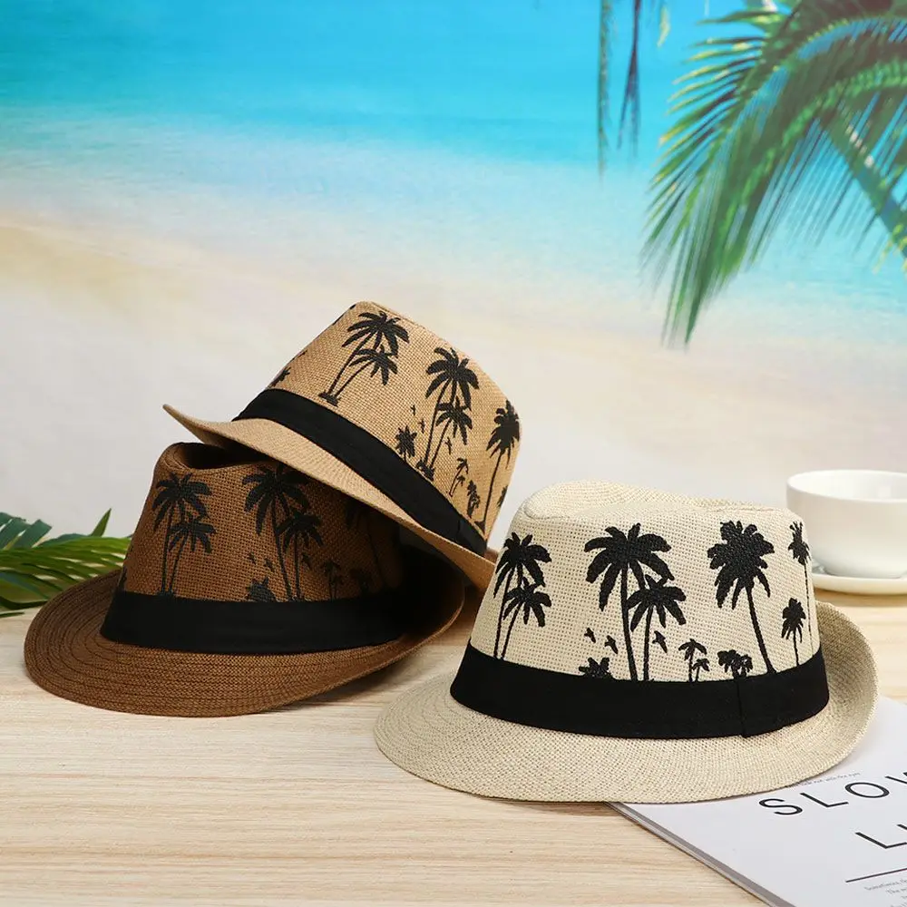 Summer Beach Cap Casual Sun Hat Coconut trees pattern men Jazz Hat Spring Summer hat