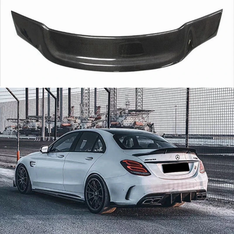 

For Mercedes-Benz C-Class W205 4Door sedan R Style Carbon Fiber Rear Spoiler Trunk Wing 2013-2022 FRP Glossy black