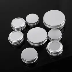 Silver Small Upper Screw Packaging Can Cosmetic Pot Jar Makeup Storage Tin Container Empty Aluminium Bottles