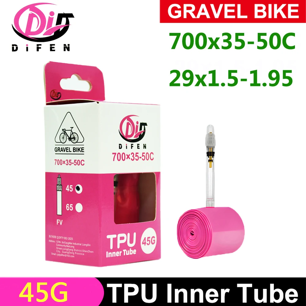 

Внутренняя трубка DiFEN TPU 700C GRAVEL Bike 700x35-50C для 35C 38C 40C 45C 50C, велосипедная камера MTB 29x1,5-1,95 pneu aro, шина 45G