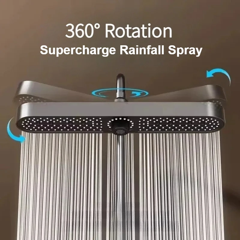 

High Pressure Rainfall Spray Bathroom Accessories 480mm Top Rain Showerhead 3 Mode Adujustable Supercharge Shower Head