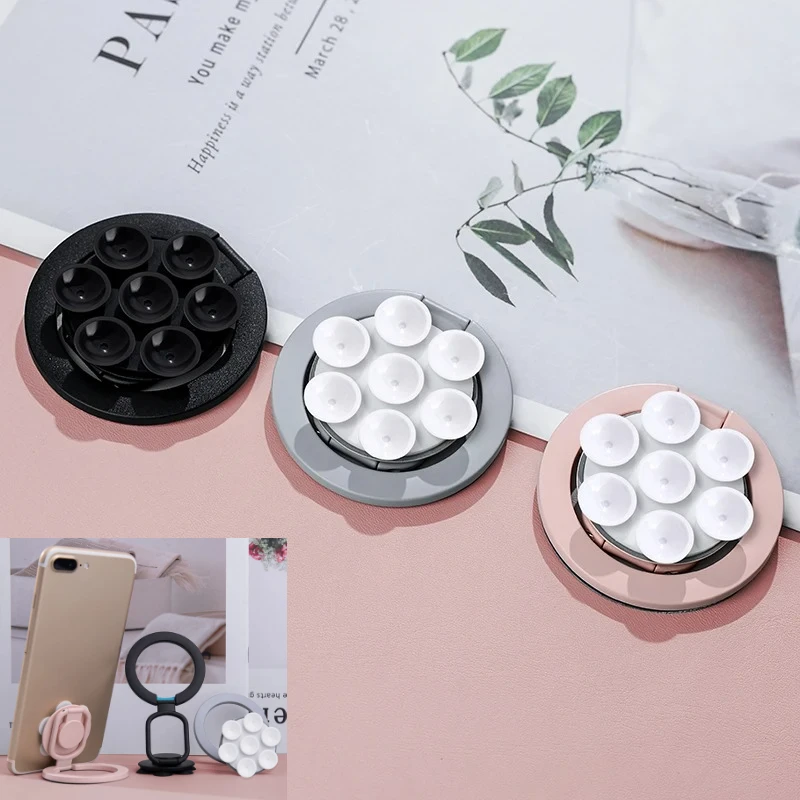 Strong Magnetic Phone Holder Suction Cup Holder for IPhone 12 13 14 15 Pro/Plus Magnet Finger Ring 360° Rotation Folding Stand