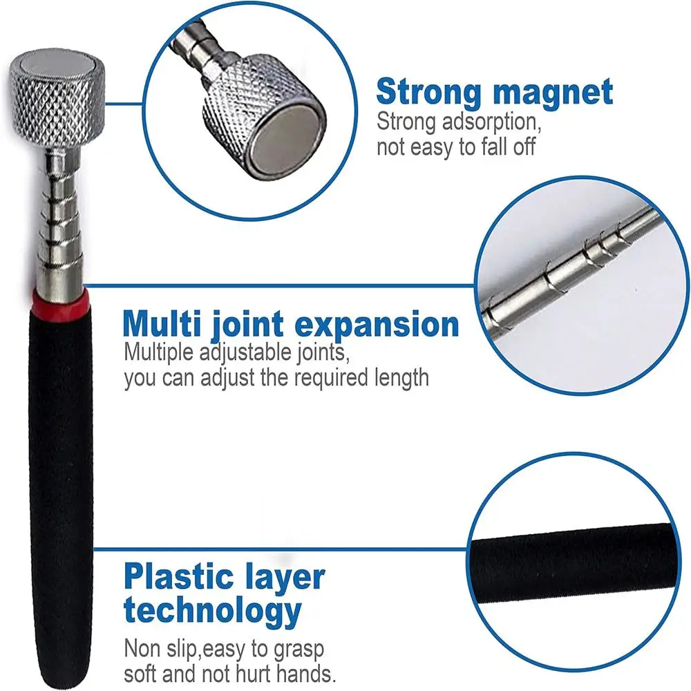 Ausziehbarer Pickup-Stab, magnetischer Picker, tragbarer Mini-Teleskop-Magnetmagnetstift zum Aufnehmen von Schrauben und Muttern – Detail 2