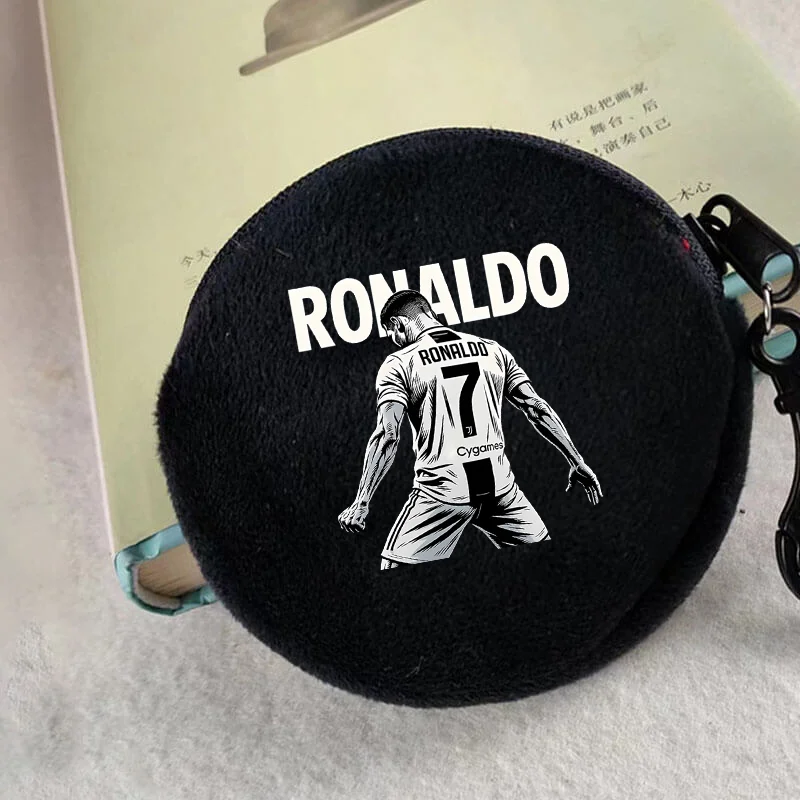

Football Star Series Mini Wallet Round CR7 Printed Coins Purse Portable Ronaldos Key Headphone Storage Bag Funny Birthday Gifts
