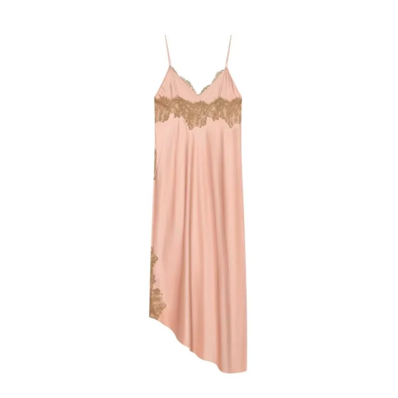 Women's Satin Lace Dress New 2026 Spring Summer Fashion Backless Thin Straps V-Neck Lady Long Dress Elegant Female Midi Dresses view 3