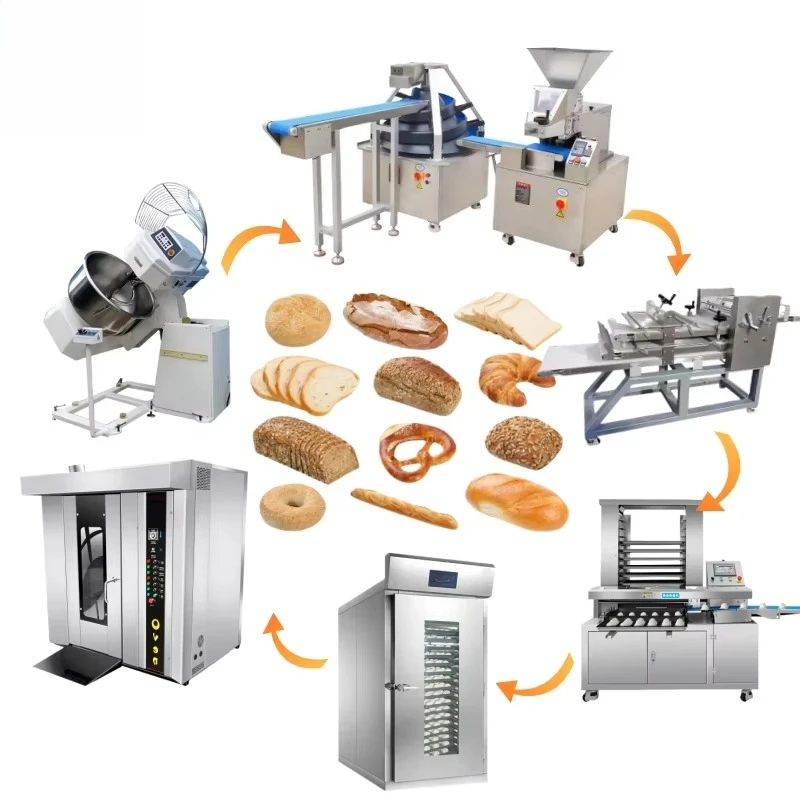 Heavy Duty Complete Set of Bakery Equipment Good Prices Dough Mixer Dough Divider Baking Oven