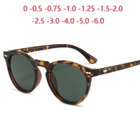 -0,5-0,75 a -6, gafas de sol polarizadas ovaladas con montura de leopardo para miopía, lentes verdes Drak para hombres y mujeres, gafas de sol graduadas de menos grados