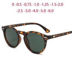 -0.5 -0.75 To -6 Leopard Frame Oval Polarized Myopia Sunglasses Men Women Drak Green Lens  Minus Degree Prescription Sun Glasses
