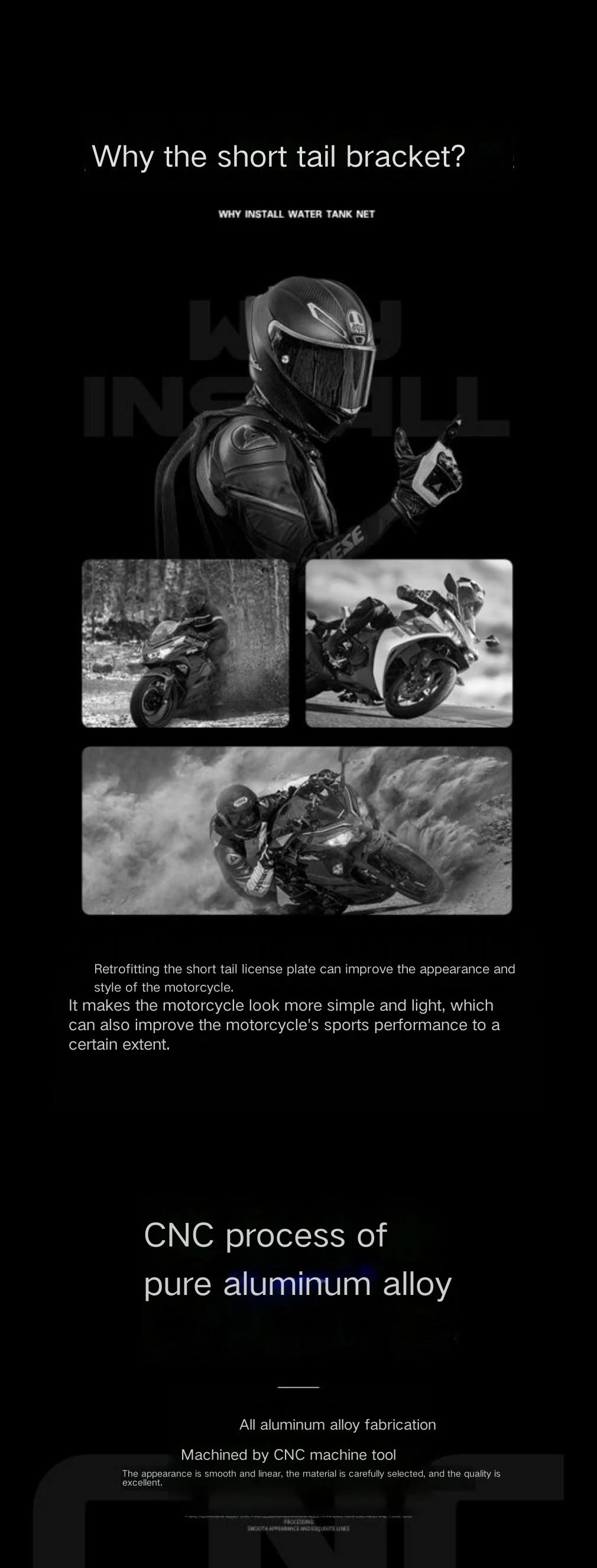 กรอบป้ายทะเบียนแบบหางสั้น รุ่น CF 675SR แบบดัดแปลง, กรอบป้ายทะเบียนอะลูมิเนียมอัลลอยด์ความแข็งแรงสูง ป้ายทะเบียนแบบหางสั้น