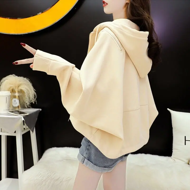 

Уличная одежда с капюшоном, женские толстовки Moda Urbana Estampada Divertida, сшитые молодежные Popluar на полумолнии, осень-зима, Menthickened