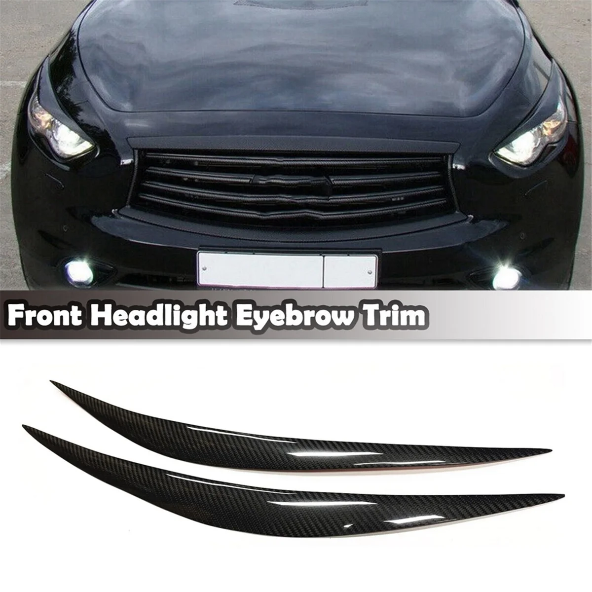 أغطية حواجب من ألياف الكربون الحقيقي ، غطاء كسوة للمصابيح الأمامية لـ Infiniti FX35 ، FX37 ، QX70 ، FX50 ،- #6
