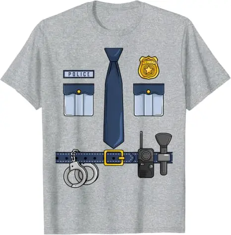 Halloween Polizist Partykostüm Halloween Polizeibeamter Cosplay T-Shirt Y2k Lustige Jungen Mode Grafik-Bekleidung Herrenkleidung – Detail 4