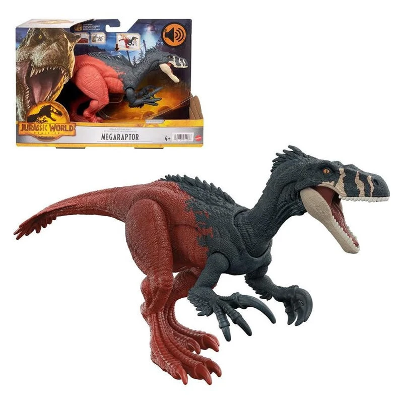 Original Jurassic World Dominion Megaraptor rugido Strikers modelos de dinosaurios juego Digital juguetes de sonido niños figuras de películas de acción