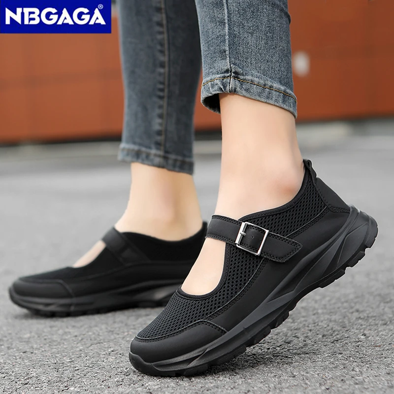 Fashion Women's Breathable Mesh Vulcanized Shoes Black Lazy Lightweight Comfortable Fitness Walking Shoes Outdoor Non Slip