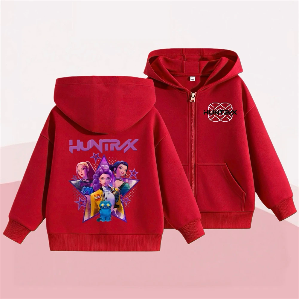 

Red Hoodies Casual Sports Clothes 2026 Spring Autumn Outerwear Children New Design Hooded Tops Girls Fashion Long-sleeved Coats
