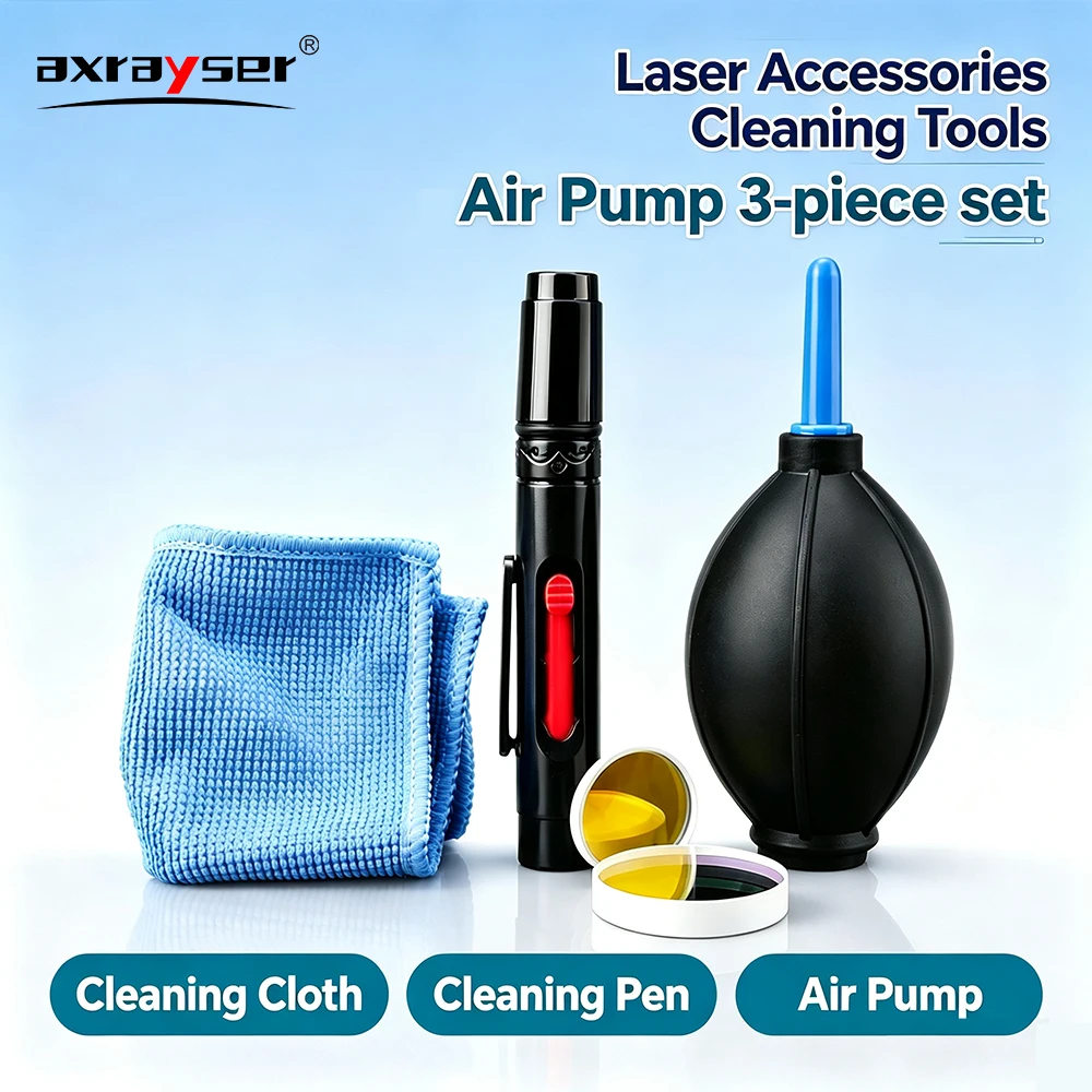 3-Set Air Blowing Tool Cleaning Tools Laser Lens with Dust-Off Brush Cleaner Kit Multi-function for Raytools Precitec BOCHU