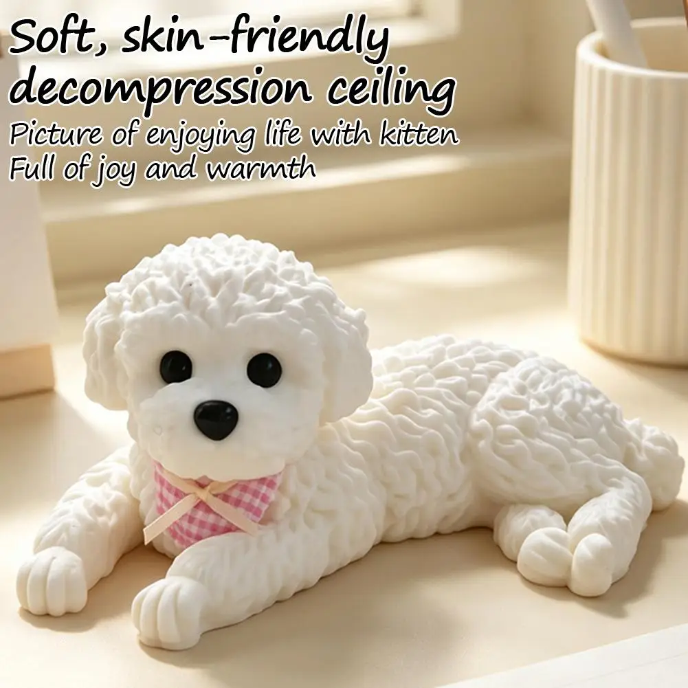 Cute Pet Dog Car Ornaments Realistic Puppy Slow Rising Squeeze Toy Dog Figurine Crafts Car Ornament Anti Stress Release Toy